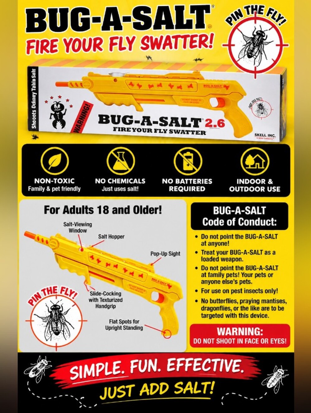 BUG-A-SALT 2.6 Yellow Fly Swatter - New In Box.